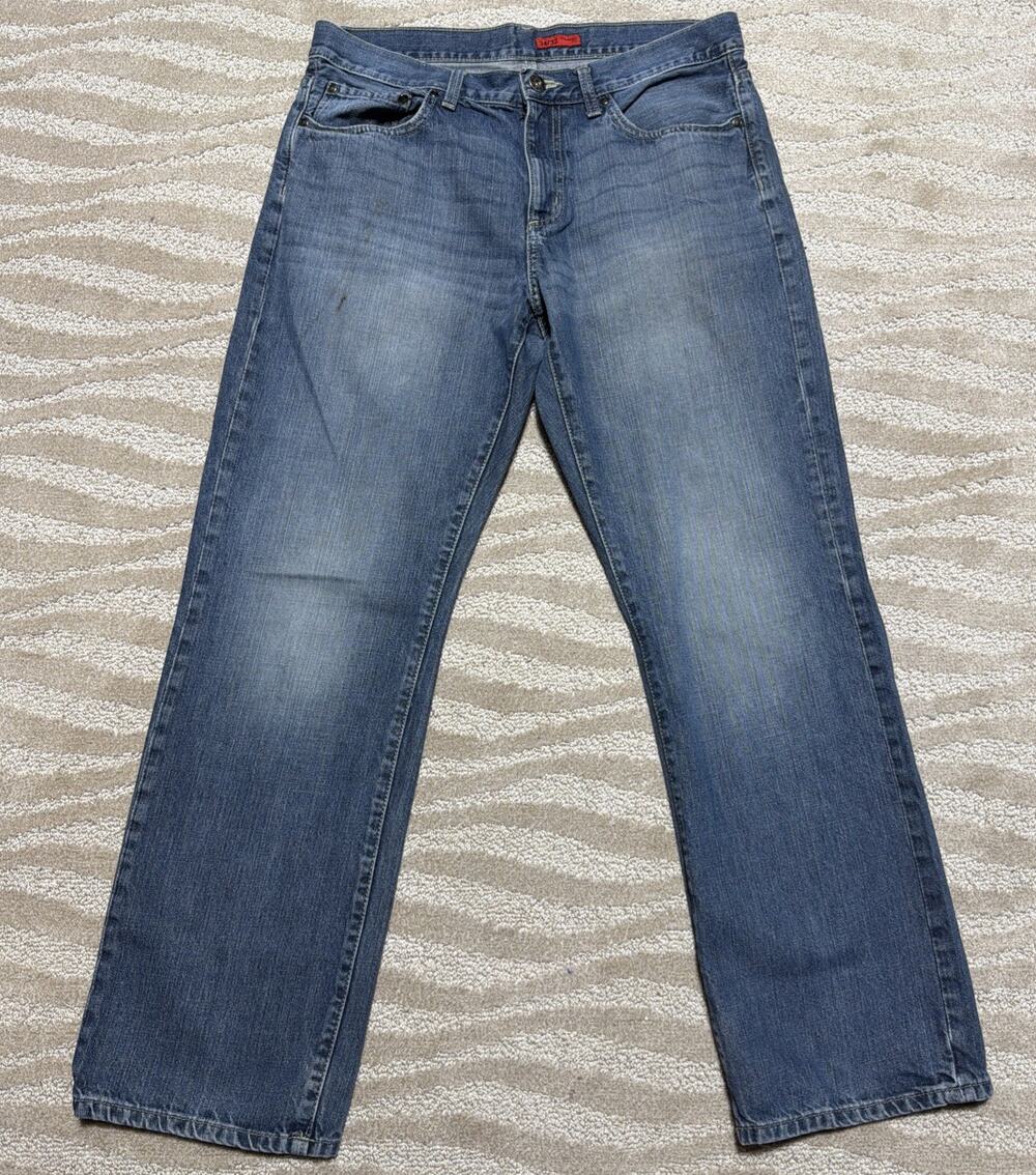 Apt. 9 Straight Fit Jeans Mens 34x32 Blue Medium Wash Denim Pants Workwear